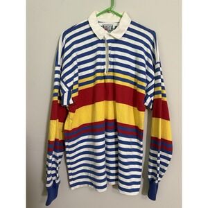 Thatcher & Cross Rugby Shirt Mens Sz XL Cotton Long Sleeve 90s Yellow Red USA